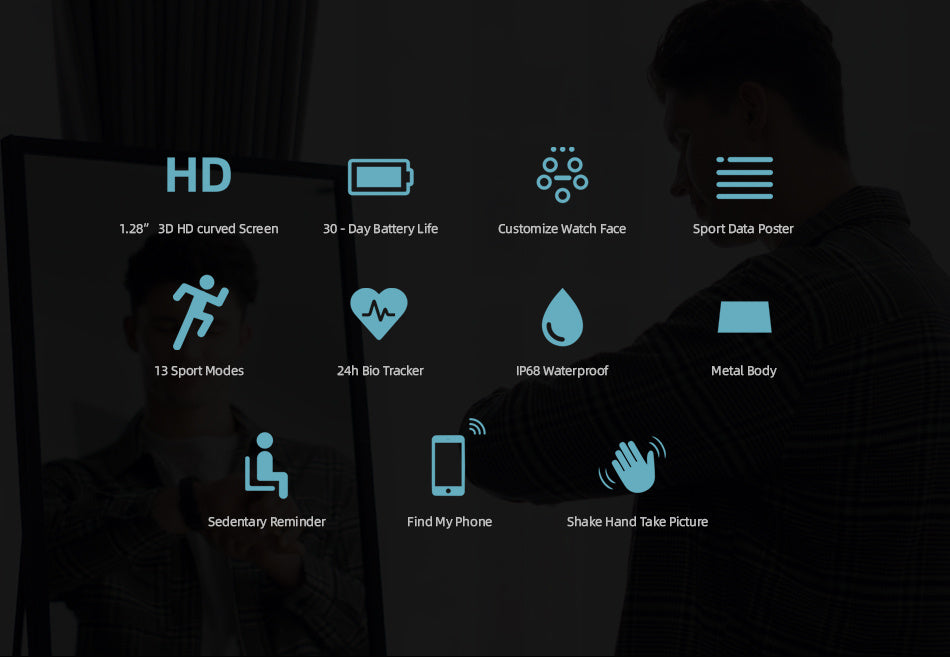 Smart Watch Sport Fitness Tracker-Black